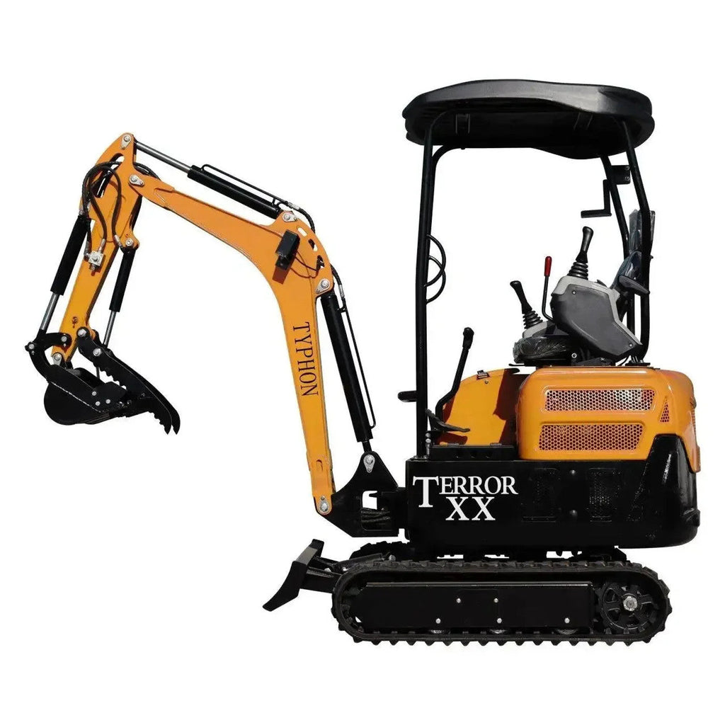 Mini-pelle TYPHON TERROR XX 2025 – 1 814 kg, chenilles en caoutchouc et moteur diesel Kubota D902