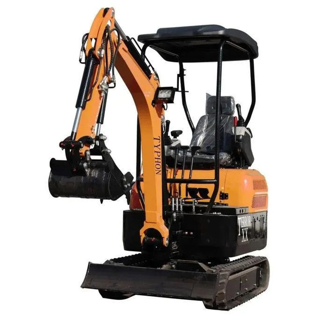 Mini-pelle TYPHON TERROR XX 2025 – 1 814 kg, chenilles en caoutchouc et moteur diesel Kubota D902